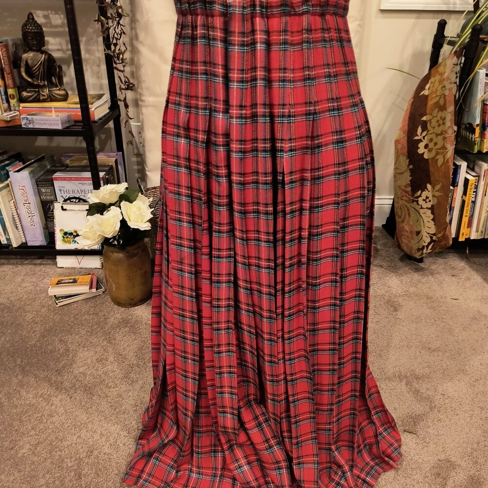 Women's Christmas Plaid Pleated Skirt M